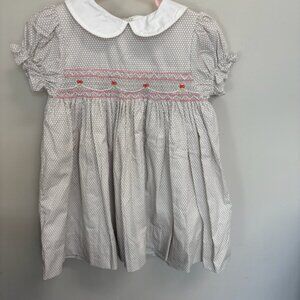 THE PROPER PEONY BEIGE/GRAY POLKA DOT SMOCKED DRESS - Sz 3T